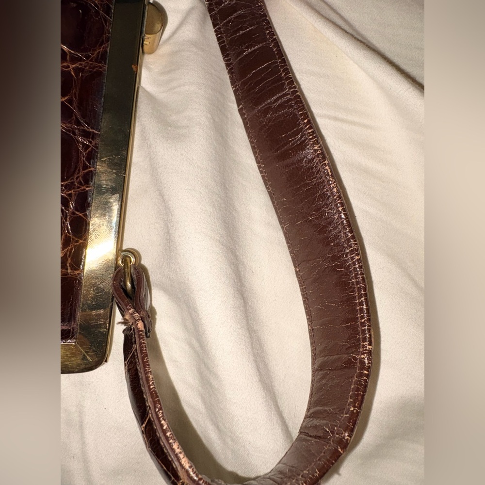 Vintage Vassar Genuine Alligator Satchel Handbag Brown - Picture 14 of 16